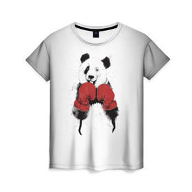Женская футболка 3D с принтом Панда боксер в Кировске, 100% полиэфир ( синтетическое хлопкоподобное полотно) | прямой крой, круглый вырез горловины, длина до линии бедер | бамбук | бамбуковый медведь | бокс | боксерские | брызги | енот | животное | коала | красивый | красная книга | кунгфу | медведь | милый | мишка | очки | панда | перчатки | пот | прикол | прикольный