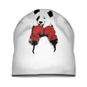 Шапка 3D с принтом Панда боксер в Кировске, 100% полиэстер | универсальный размер, печать по всей поверхности изделия | бамбук | бамбуковый медведь | бокс | боксерские | брызги | енот | животное | коала | красивый | красная книга | кунгфу | медведь | милый | мишка | очки | панда | перчатки | пот | прикол | прикольный