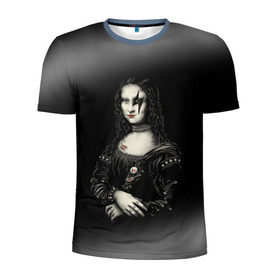 Мужская футболка 3D спортивная с принтом Мона Лиза Kiss в Кировске, 100% полиэстер с улучшенными характеристиками | приталенный силуэт, круглая горловина, широкие плечи, сужается к линии бедра | джин симмонс | картина | пол стэнли | эйс фрейли