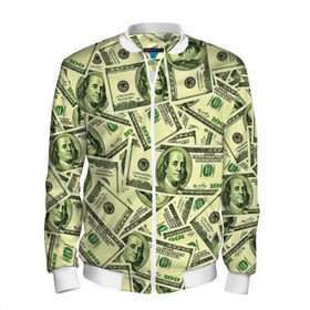 Мужской бомбер 3D с принтом Benjamin Franklin в Кировске, 100% полиэстер | застегивается на молнию, по бокам два кармана без застежек, по низу бомбера и на воротнике - эластичная резинка | 3d | benjamin franklin | америка | богатство | валюта | денежные купюры | деньги | доллар | зеленые | сша | текстуры