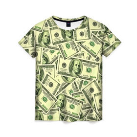 Женская футболка 3D с принтом Benjamin Franklin в Кировске, 100% полиэфир ( синтетическое хлопкоподобное полотно) | прямой крой, круглый вырез горловины, длина до линии бедер | 3d | benjamin franklin | америка | богатство | валюта | денежные купюры | деньги | доллар | зеленые | сша | текстуры