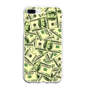 Чехол для iPhone 7Plus/8 Plus матовый с принтом Benjamin Franklin в Кировске, Силикон | Область печати: задняя сторона чехла, без боковых панелей | Тематика изображения на принте: 3d | benjamin franklin | америка | богатство | валюта | денежные купюры | деньги | доллар | зеленые | сша | текстуры