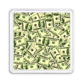 Магнит 55*55 с принтом Benjamin Franklin в Кировске, Пластик | Размер: 65*65 мм; Размер печати: 55*55 мм | Тематика изображения на принте: 3d | benjamin franklin | америка | богатство | валюта | денежные купюры | деньги | доллар | зеленые | сша | текстуры