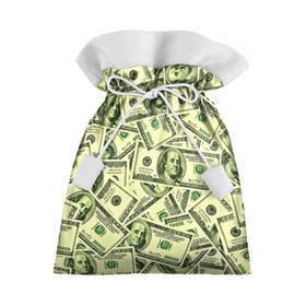 Подарочный 3D мешок с принтом Benjamin Franklin в Кировске, 100% полиэстер | Размер: 29*39 см | Тематика изображения на принте: 3d | benjamin franklin | америка | богатство | валюта | денежные купюры | деньги | доллар | зеленые | сша | текстуры