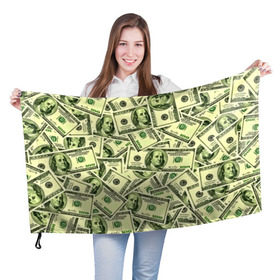 Флаг 3D с принтом Benjamin Franklin в Кировске, 100% полиэстер | плотность ткани — 95 г/м2, размер — 67 х 109 см. Принт наносится с одной стороны | 3d | benjamin franklin | америка | богатство | валюта | денежные купюры | деньги | доллар | зеленые | сша | текстуры