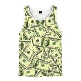 Мужская майка 3D с принтом Benjamin Franklin в Кировске, 100% полиэстер | круглая горловина, приталенный силуэт, длина до линии бедра. Пройма и горловина окантованы тонкой бейкой | 3d | benjamin franklin | америка | богатство | валюта | денежные купюры | деньги | доллар | зеленые | сша | текстуры