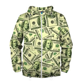 Мужская ветровка 3D с принтом Benjamin Franklin в Кировске, 100% полиэстер | подол и капюшон оформлены резинкой с фиксаторами, два кармана без застежек по бокам, один потайной карман на груди | 3d | benjamin franklin | америка | богатство | валюта | денежные купюры | деньги | доллар | зеленые | сша | текстуры