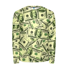 Мужской лонгслив 3D с принтом Benjamin Franklin в Кировске, 100% полиэстер | длинные рукава, круглый вырез горловины, полуприлегающий силуэт | 3d | benjamin franklin | америка | богатство | валюта | денежные купюры | деньги | доллар | зеленые | сша | текстуры