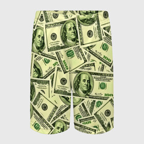 Детские спортивные шорты 3D с принтом Benjamin Franklin в Кировске,  100% полиэстер
 | пояс оформлен широкой мягкой резинкой, ткань тянется
 | Тематика изображения на принте: 3d | benjamin franklin | америка | богатство | валюта | денежные купюры | деньги | доллар | зеленые | сша | текстуры