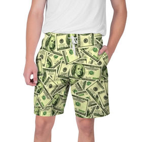 Мужские шорты 3D с принтом Benjamin Franklin в Кировске,  полиэстер 100% | прямой крой, два кармана без застежек по бокам. Мягкая трикотажная резинка на поясе, внутри которой широкие завязки. Длина чуть выше колен | 3d | benjamin franklin | америка | богатство | валюта | денежные купюры | деньги | доллар | зеленые | сша | текстуры
