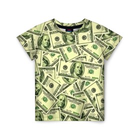 Детская футболка 3D с принтом Benjamin Franklin в Кировске, 100% гипоаллергенный полиэфир | прямой крой, круглый вырез горловины, длина до линии бедер, чуть спущенное плечо, ткань немного тянется | 3d | benjamin franklin | америка | богатство | валюта | денежные купюры | деньги | доллар | зеленые | сша | текстуры