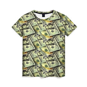 Женская футболка 3D с принтом Деньги в Кировске, 100% полиэфир ( синтетическое хлопкоподобное полотно) | прямой крой, круглый вырез горловины, длина до линии бедер | 3d | benjamin franklin | америка | богатство | валюта | денежные купюры | деньги | доллар | зеленые | сша | текстуры