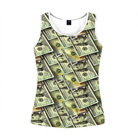 Женская майка 3D с принтом Деньги в Кировске, 100% полиэстер | круглая горловина, прямой силуэт, длина до линии бедра | 3d | benjamin franklin | америка | богатство | валюта | денежные купюры | деньги | доллар | зеленые | сша | текстуры