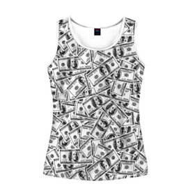 Женская майка 3D с принтом Benjamin Franklin $ в Кировске, 100% полиэстер | круглая горловина, прямой силуэт, длина до линии бедра | 3d | benjamin franklin | америка | богатство | валюта | денежные купюры | деньги | доллар | зеленые | сша | текстуры