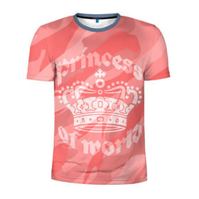 Мужская футболка 3D спортивная с принтом Принцесса #1 в Кировске, 100% полиэстер с улучшенными характеристиками | приталенный силуэт, круглая горловина, широкие плечи, сужается к линии бедра | камо | камуфляж | королева | корона | номер | один | розовый