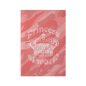 Обложка для паспорта матовая кожа с принтом Принцесса #1 в Кировске, натуральная матовая кожа | размер 19,3 х 13,7 см; прозрачные пластиковые крепления | Тематика изображения на принте: камо | камуфляж | королева | корона | номер | один | розовый