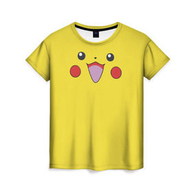 Женская футболка 3D с принтом Pikachu в Кировске, 100% полиэфир ( синтетическое хлопкоподобное полотно) | прямой крой, круглый вырез горловины, длина до линии бедер | 