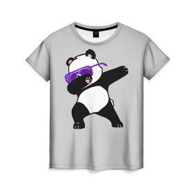 Женская футболка 3D с принтом Panda в Кировске, 100% полиэфир ( синтетическое хлопкоподобное полотно) | прямой крой, круглый вырез горловины, длина до линии бедер | panda dab | животные | панда