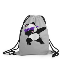 Рюкзак-мешок 3D с принтом Panda в Кировске, 100% полиэстер | плотность ткани — 200 г/м2, размер — 35 х 45 см; лямки — толстые шнурки, застежка на шнуровке, без карманов и подкладки | Тематика изображения на принте: panda dab | животные | панда