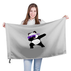 Флаг 3D с принтом Panda в Кировске, 100% полиэстер | плотность ткани — 95 г/м2, размер — 67 х 109 см. Принт наносится с одной стороны | Тематика изображения на принте: panda dab | животные | панда