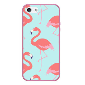 Чехол для iPhone 5/5S матовый с принтом Flamingos pattern в Кировске, Силикон | Область печати: задняя сторона чехла, без боковых панелей | animals | beautiful | bird | birds | birdy | blue | color | flamingo | nature | wild | белое | голубое | животные | красивое | красота | милое | природа | птица | птицы | птичка | птички | синее | фламинго | цвет | яркое