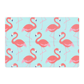 Магнитный плакат 3Х2 с принтом Flamingos pattern в Кировске, Полимерный материал с магнитным слоем | 6 деталей размером 9*9 см | Тематика изображения на принте: animals | beautiful | bird | birds | birdy | blue | color | flamingo | nature | wild | белое | голубое | животные | красивое | красота | милое | природа | птица | птицы | птичка | птички | синее | фламинго | цвет | яркое