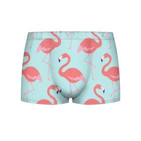 Мужские трусы 3D с принтом Flamingos pattern в Кировске, 50% хлопок, 50% полиэстер | классическая посадка, на поясе мягкая тканевая резинка | Тематика изображения на принте: animals | beautiful | bird | birds | birdy | blue | color | flamingo | nature | wild | белое | голубое | животные | красивое | красота | милое | природа | птица | птицы | птичка | птички | синее | фламинго | цвет | яркое