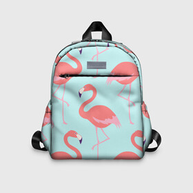 Детский рюкзак 3D с принтом Flamingos pattern в Кировске, 100% полиэстер | лямки с регулируемой длиной, сверху петелька, чтобы рюкзак можно было повесить на вешалку. Основное отделение закрывается на молнию, как и внешний карман. Внутри дополнительный карман. По бокам два дополнительных кармашка | Тематика изображения на принте: animals | beautiful | bird | birds | birdy | blue | color | flamingo | nature | wild | белое | голубое | животные | красивое | красота | милое | природа | птица | птицы | птичка | птички | синее | фламинго | цвет | яркое