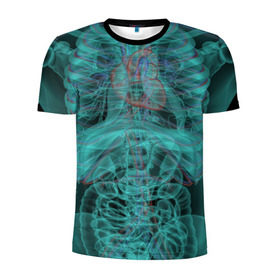 Мужская футболка 3D спортивная с принтом рентген человека в Кировске, 100% полиэстер с улучшенными характеристиками | приталенный силуэт, круглая горловина, широкие плечи, сужается к линии бедра | кости | органы | рентген | человек