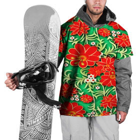 Накидка на куртку 3D с принтом Узор из цветов в Кировске, 100% полиэстер |  | 3d | арт | астры | красные | ромашки | узор | цветы