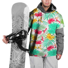 Накидка на куртку 3D с принтом Tropical pattern в Кировске, 100% полиэстер |  | 3d | арт | лето | пальмы | текстура | тропический | узор | цветы