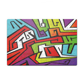 Пазл магнитный 126 элементов с принтом Цветные граффити в Кировске, полимерный материал с магнитным слоем | 126 деталей, размер изделия —  180*270 мм | арт | белый | граффити | жёлтый | зелёный | искусство | красный | лучшее | новинки | полосы | популярное | синий | узоры | фиолетовый | цвет | цветные граффити