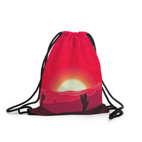 Рюкзак-мешок 3D с принтом Gorgeous sunset в Кировске, 100% полиэстер | плотность ткани — 200 г/м2, размер — 35 х 45 см; лямки — толстые шнурки, застежка на шнуровке, без карманов и подкладки | 3d | арт | дикий запад | закат | кактус | природа | солнце