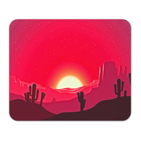 Коврик прямоугольный с принтом Gorgeous sunset в Кировске, натуральный каучук | размер 230 х 185 мм; запечатка лицевой стороны | Тематика изображения на принте: 3d | арт | дикий запад | закат | кактус | природа | солнце