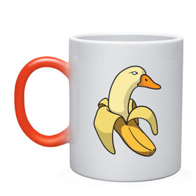 Кружка хамелеон с принтом утка банан в Кировске, керамика | меняет цвет при нагревании, емкость 330 мл | banana | duck | meme | банан | мем | утка