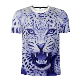 Мужская футболка 3D спортивная с принтом Леопард в Кировске, 100% полиэстер с улучшенными характеристиками | приталенный силуэт, круглая горловина, широкие плечи, сужается к линии бедра | арт | гепард | дикая кошка | зверь | искусство | кошка | леопард | хищник