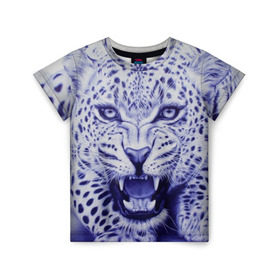 Детская футболка 3D с принтом Леопард в Кировске, 100% гипоаллергенный полиэфир | прямой крой, круглый вырез горловины, длина до линии бедер, чуть спущенное плечо, ткань немного тянется | арт | гепард | дикая кошка | зверь | искусство | кошка | леопард | хищник