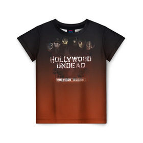 Детская футболка 3D с принтом Hollywood Undead 2 в Кировске, 100% гипоаллергенный полиэфир | прямой крой, круглый вырез горловины, длина до линии бедер, чуть спущенное плечо, ткань немного тянется | hollywood undead | голливудская нежить