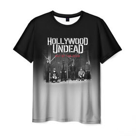 Мужская футболка 3D с принтом Hollywood Undead 3 в Кировске, 100% полиэфир | прямой крой, круглый вырез горловины, длина до линии бедер | hollywood undead | голливудская нежить
