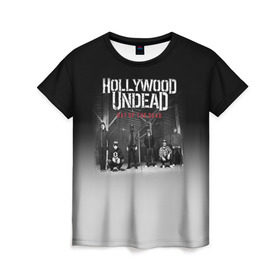 Женская футболка 3D с принтом Hollywood Undead 3 в Кировске, 100% полиэфир ( синтетическое хлопкоподобное полотно) | прямой крой, круглый вырез горловины, длина до линии бедер | hollywood undead | голливудская нежить