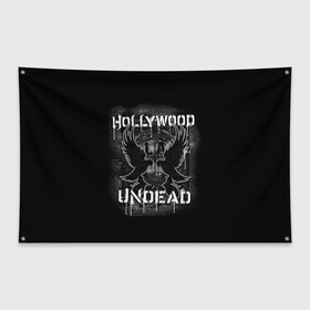 Флаг-баннер с принтом Hollywood Undead 10 в Кировске, 100% полиэстер | размер 67 х 109 см, плотность ткани — 95 г/м2; по краям флага есть четыре люверса для крепления | hollywood undead | голливудская нежить