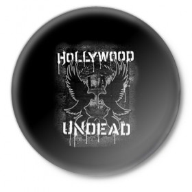 Значок с принтом Hollywood Undead 10 в Кировске,  металл | круглая форма, металлическая застежка в виде булавки | hollywood undead | голливудская нежить