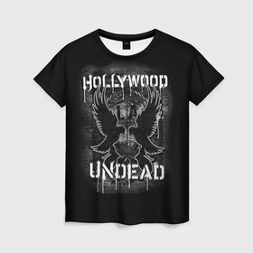 Женская футболка 3D с принтом Hollywood Undead 10 в Кировске, 100% полиэфир ( синтетическое хлопкоподобное полотно) | прямой крой, круглый вырез горловины, длина до линии бедер | hollywood undead | голливудская нежить