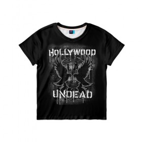 Детская футболка 3D с принтом Hollywood Undead 10 в Кировске, 100% гипоаллергенный полиэфир | прямой крой, круглый вырез горловины, длина до линии бедер, чуть спущенное плечо, ткань немного тянется | hollywood undead | голливудская нежить
