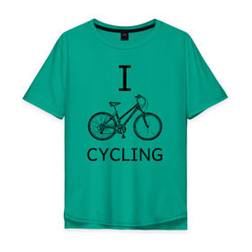 Мужская футболка хлопок Oversize с принтом I love cycling в Кировске, 100% хлопок | свободный крой, круглый ворот, “спинка” длиннее передней части | bicycle | bike | bmx | cycling | enjoy | i | like | love | moto | ride | rider | sport | байк | велик | вело | велосипед | велосипедист | ездить | зож | катать | кататься | лето | спорт | спортсмен