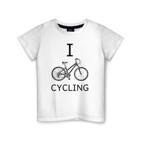 Детская футболка хлопок с принтом I love cycling в Кировске, 100% хлопок | круглый вырез горловины, полуприлегающий силуэт, длина до линии бедер | bicycle | bike | bmx | cycling | enjoy | i | like | love | moto | ride | rider | sport | байк | велик | вело | велосипед | велосипедист | ездить | зож | катать | кататься | лето | спорт | спортсмен