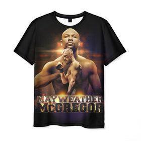 Мужская футболка 3D с принтом Mayweather vs McGregor в Кировске, 100% полиэфир | прямой крой, круглый вырез горловины, длина до линии бедер | конор макгрегор | флойд мейвезер