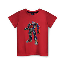 Детская футболка хлопок с принтом Оптимус в Кировске, 100% хлопок | круглый вырез горловины, полуприлегающий силуэт, длина до линии бедер | autobot | robot | transformers | автобот | кибертрон | оптимус | прайм | робот