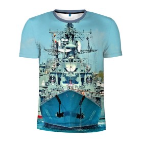 Мужская футболка 3D спортивная с принтом Сторожевой корабль в Кировске, 100% полиэстер с улучшенными характеристиками | приталенный силуэт, круглая горловина, широкие плечи, сужается к линии бедра | 3d | море | севастополь | сторожевой корабль | судно | черноморский флот