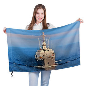 Флаг 3D с принтом Тральщик в Кировске, 100% полиэстер | плотность ткани — 95 г/м2, размер — 67 х 109 см. Принт наносится с одной стороны | балтийское море | корабль | судно | флот